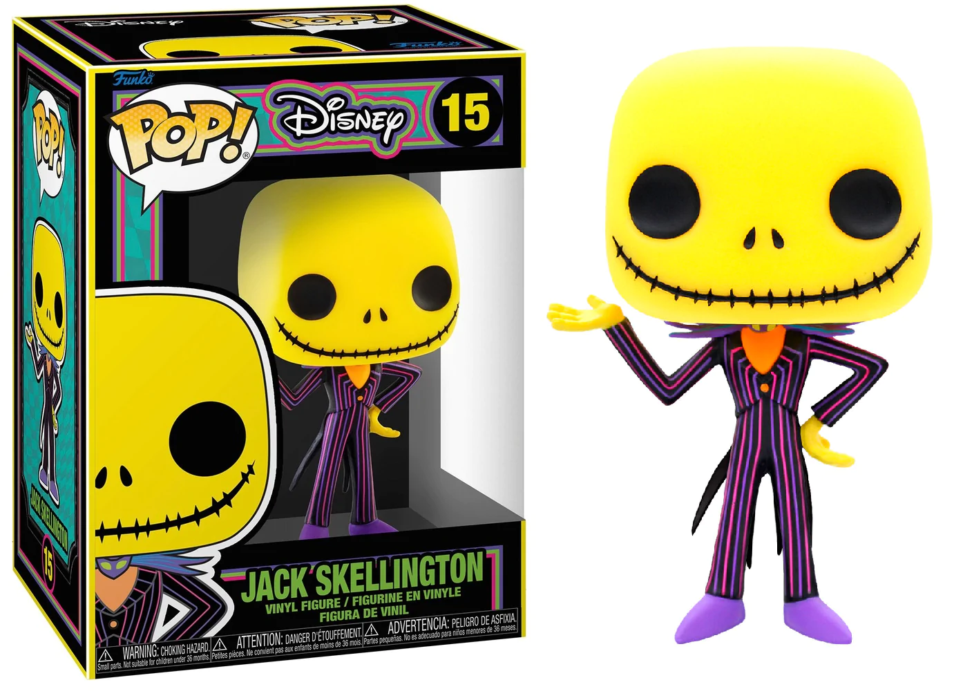 Funko TNBC Jack Skellington Blacklight 15 with PopShield